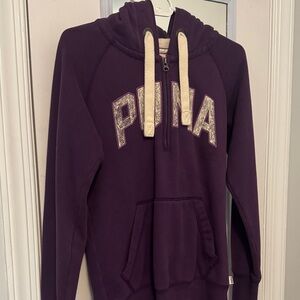 Puma Deep Purple Hoodie with Cream Drawstrings